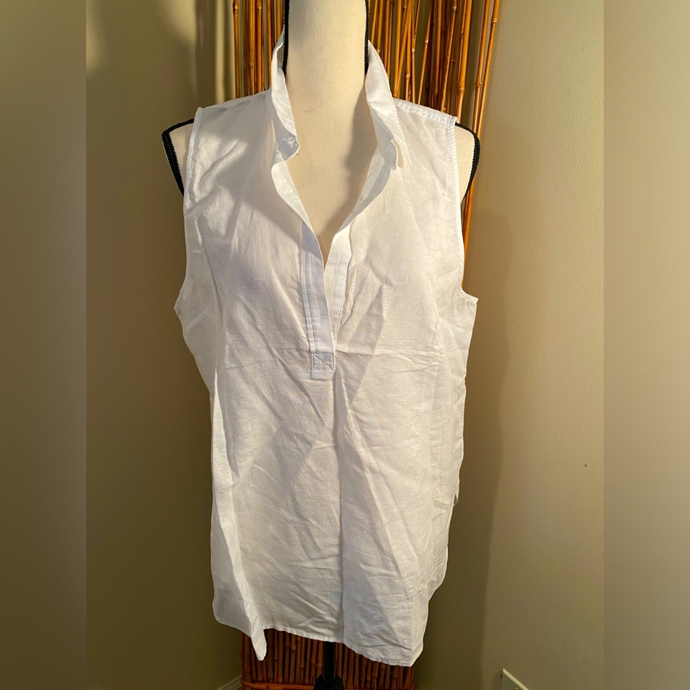White linen sleeveless tunic